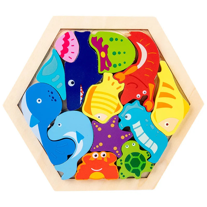 Wooden 3D Jigsaw Puzzle Toy for Childrens Early Learning and Development