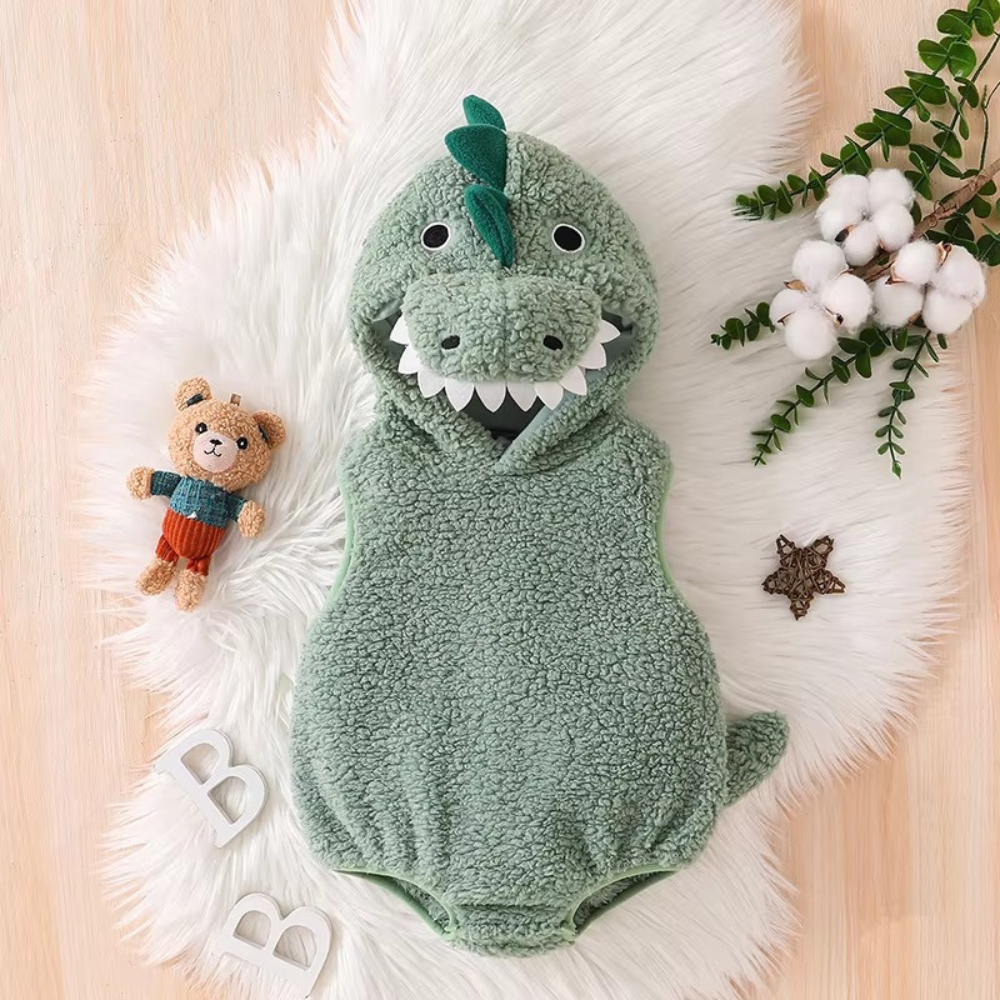 Sleeveless Dinosaur Print Romper For Babies Toddlers Soft Breathable Comfort