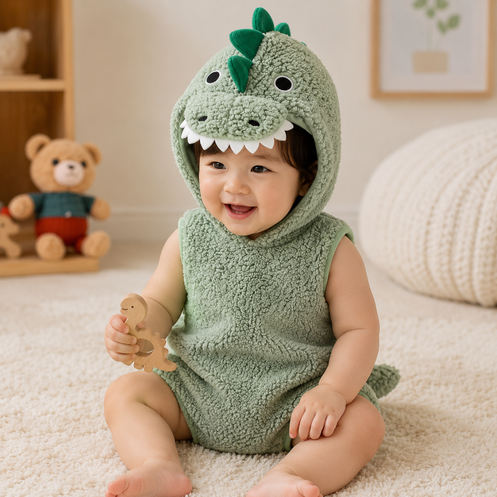 Sleeveless Dinosaur Print Romper For Babies Toddlers Soft Breathable Comfort