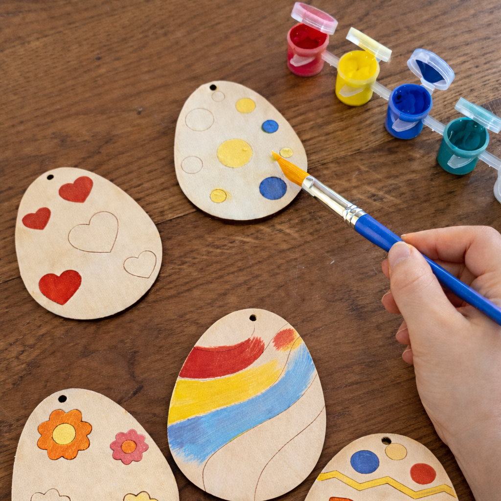 DIY Wooden Easter Egg Ornaments Set