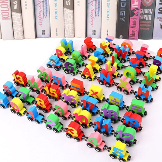 Woods™ - Wooden Magnetic Train | Learn the Alphabet and Numbers