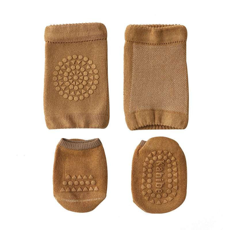 Cushioned Knee Pads and Anti-Slip Socks Set for Babies – 2 Pieces
