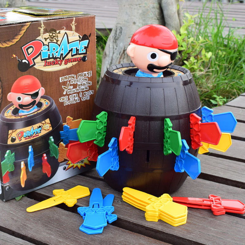 Novelty Pirate Barrel Toy with Swords and Daggers