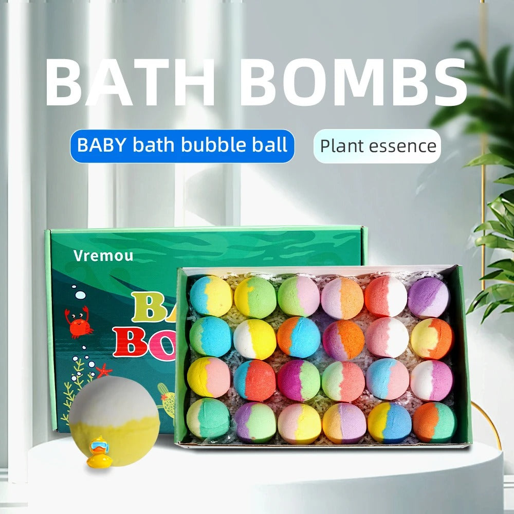 24-Pieces Surprise Bath Bombs for Kids Aged 3+ with Hidden Animal Toys