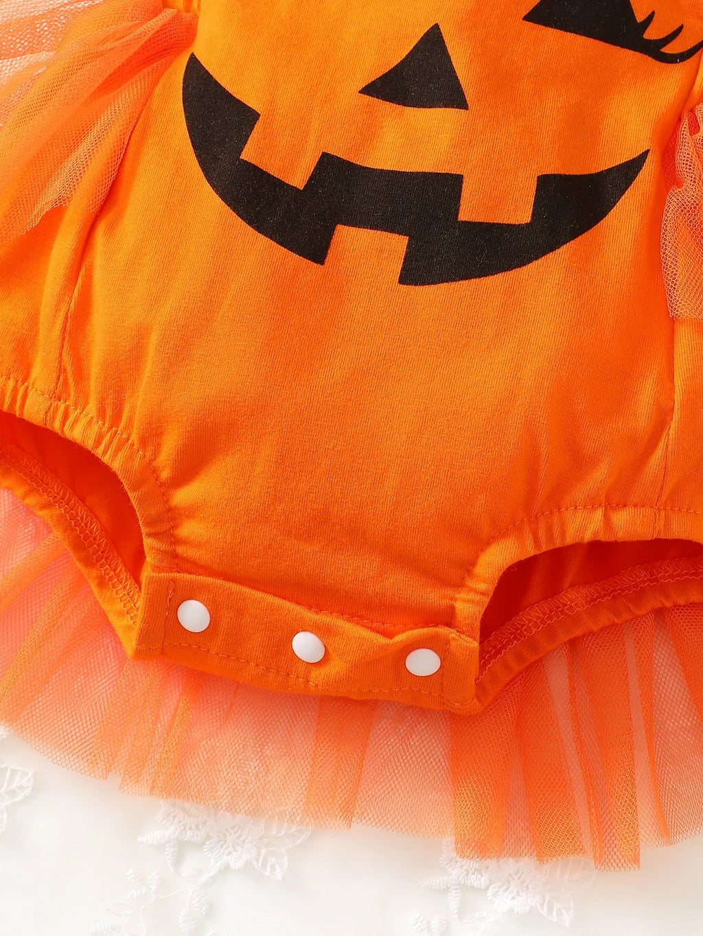 Baby Pumpkin Patchwork Mesh Dress