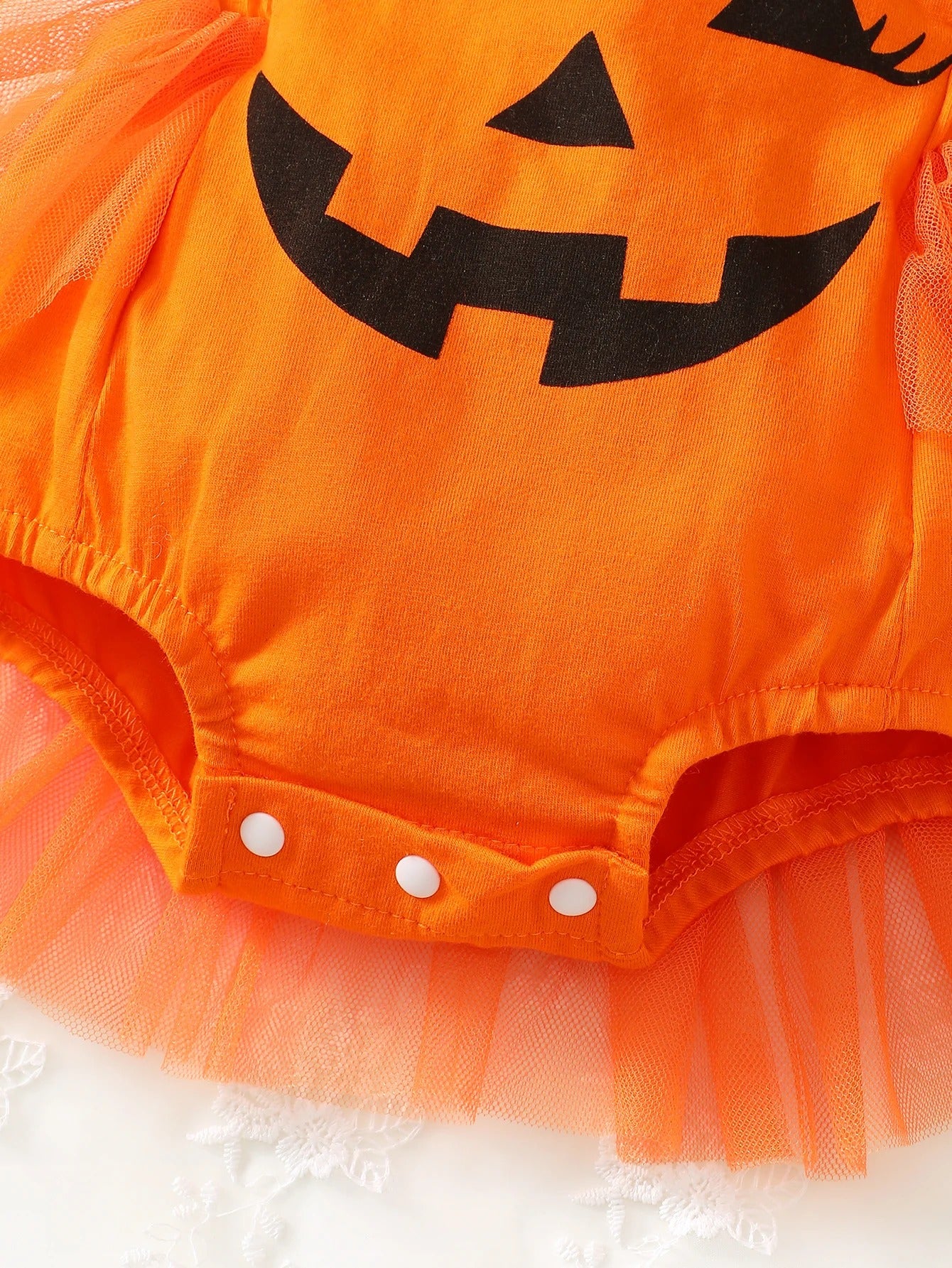Baby Pumpkin Patchwork Mesh Dress