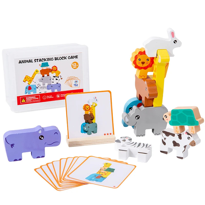 Wooden Animal Stacking Block Puzzle Montessori Fine Motor Toy