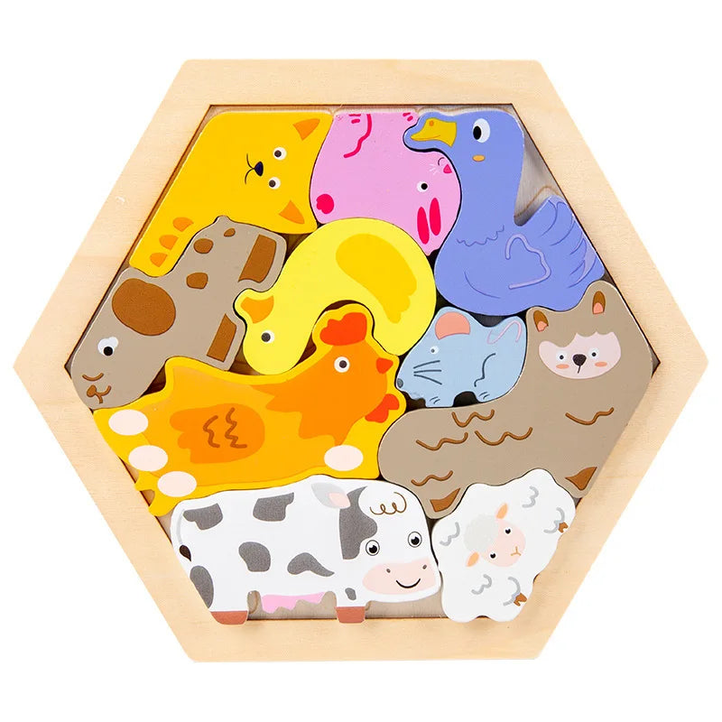 Wooden 3D Jigsaw Puzzle Toy for Childrens Early Learning and Development