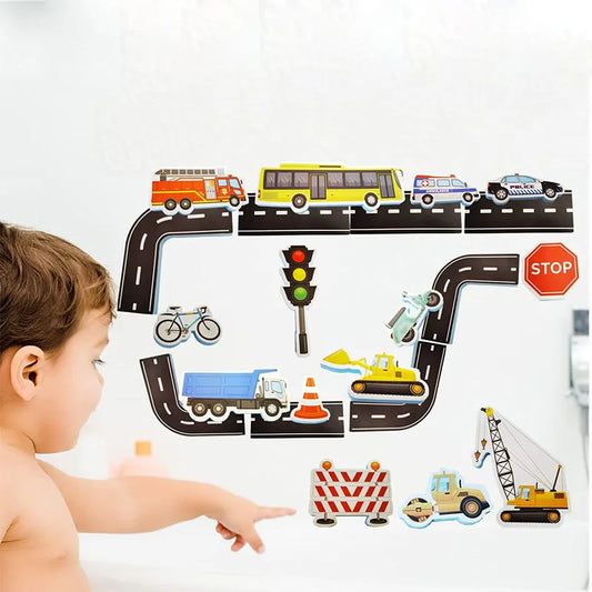 Bath Cars™ - Super fun in the bath - Bath set with traffic toys made of foam rubber