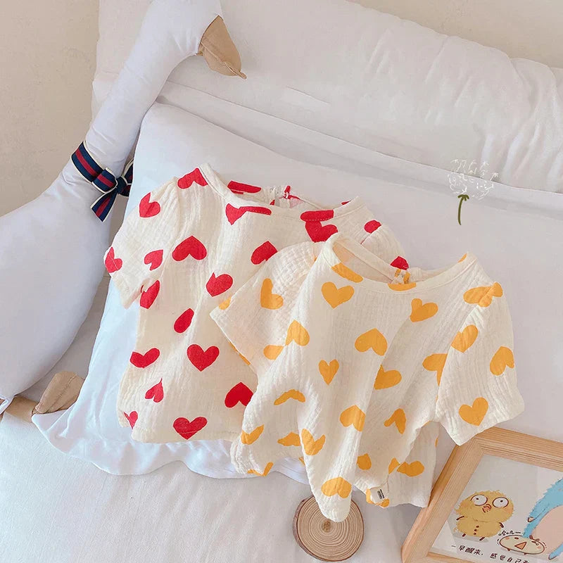 Mini Fashion™ - Airy Cotton - Summer Set with Hearts for Kids