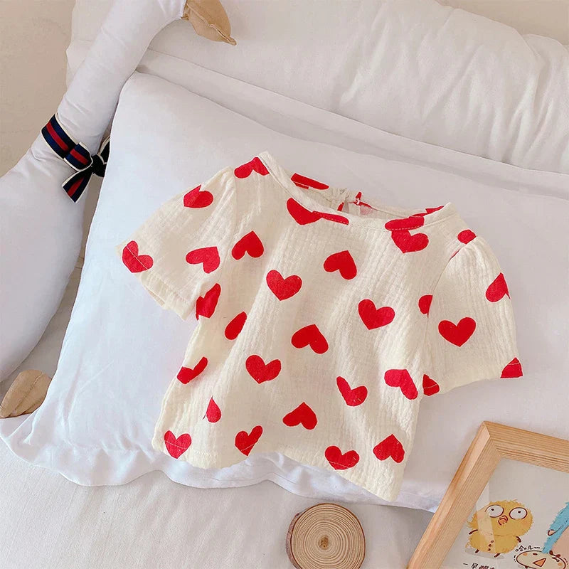 Mini Fashion™ - Airy Cotton - Summer Set with Hearts for Kids