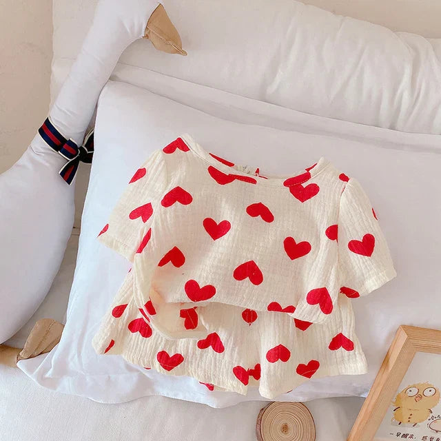 Mini Fashion™ - Airy Cotton - Summer Set with Hearts for Kids