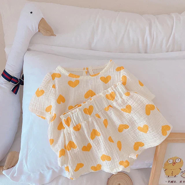 Mini Fashion™ - Airy Cotton - Summer Set with Hearts for Kids