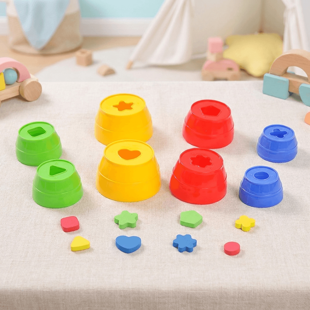 Montessori colour sorting stacking toy for kids with colourful stacking pieces