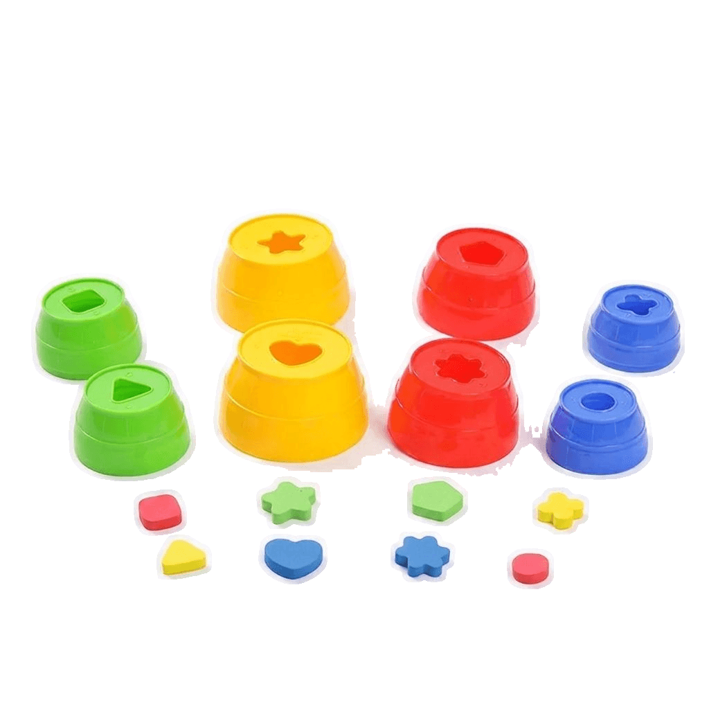 Educational colour sorting stacking toy for kids displayed with bright wooden pieces