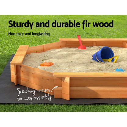 Keezi Kids Sandpit Wooden Play Large Round Outdoor Sand Pit Box with Cover 182cm