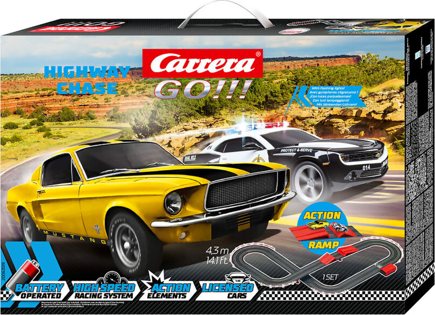 Carrera Go Highway Chase Slot Car Set Mustang v Sheriff