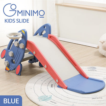 GOMINIMO Kids Slide with Basketball Hoop (Blue Rocket) GO-KS-102-TF