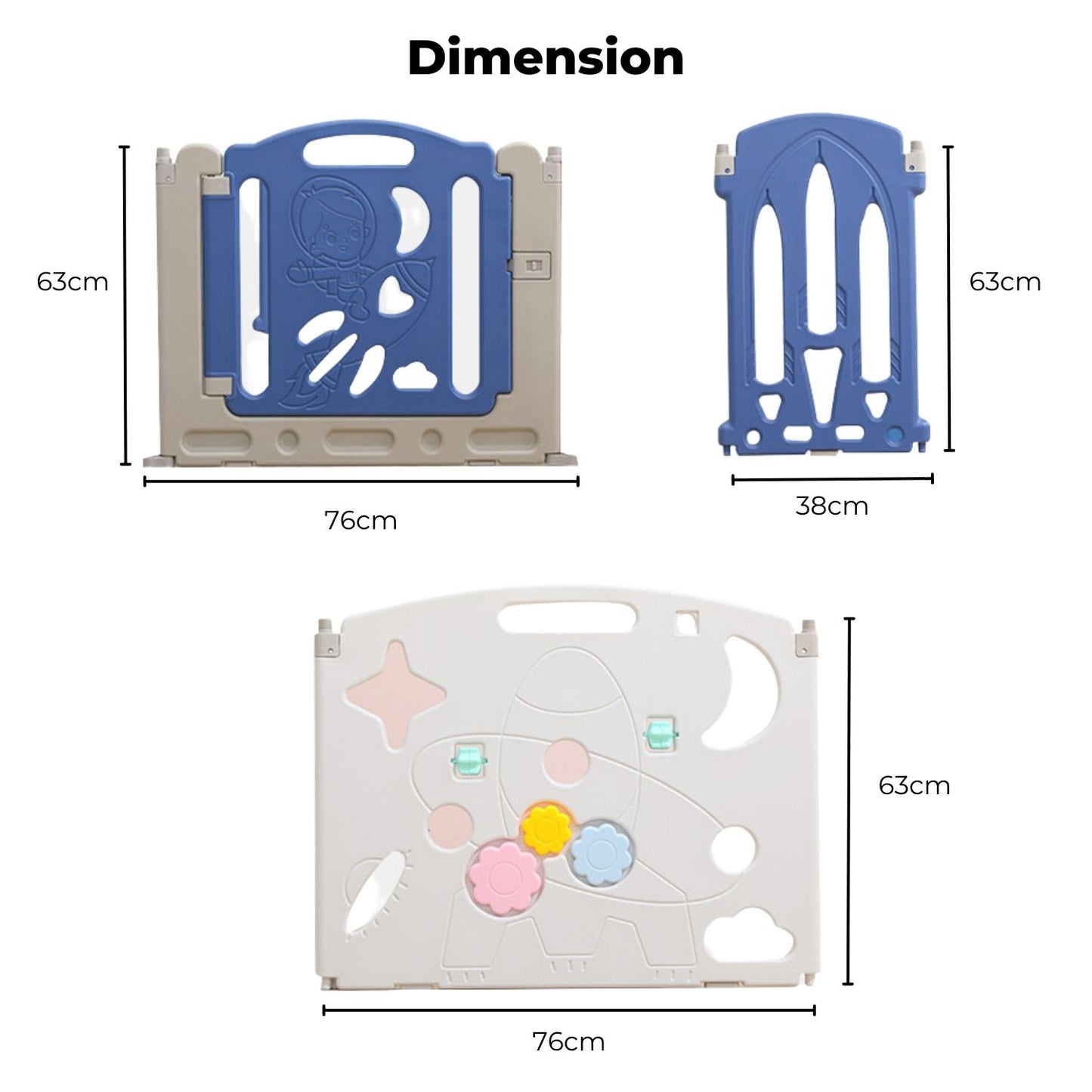 GOMINIMO Foldable Baby Playpen with 16 Panels (White Blue) GO-BP-102-TF