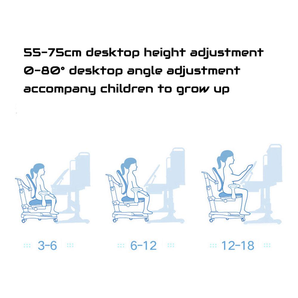 Height Adjustable Children Kids Ergonomic Study Desk Chair Set 120cm Pink AU