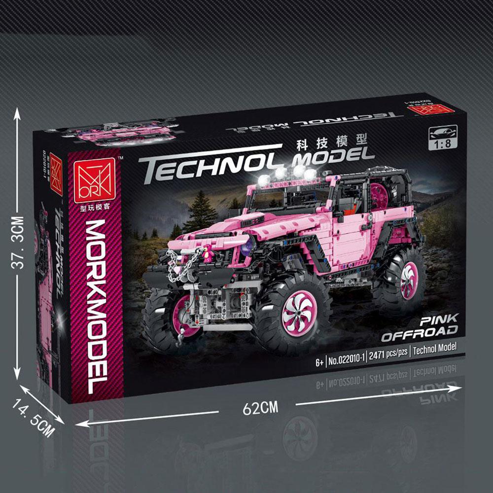 2471pcs Off-road Pink Vehicle Building Blocks Bricks Car Series 1:8 Model Kits Gifts Mork 022010-1 Creative Pick Up