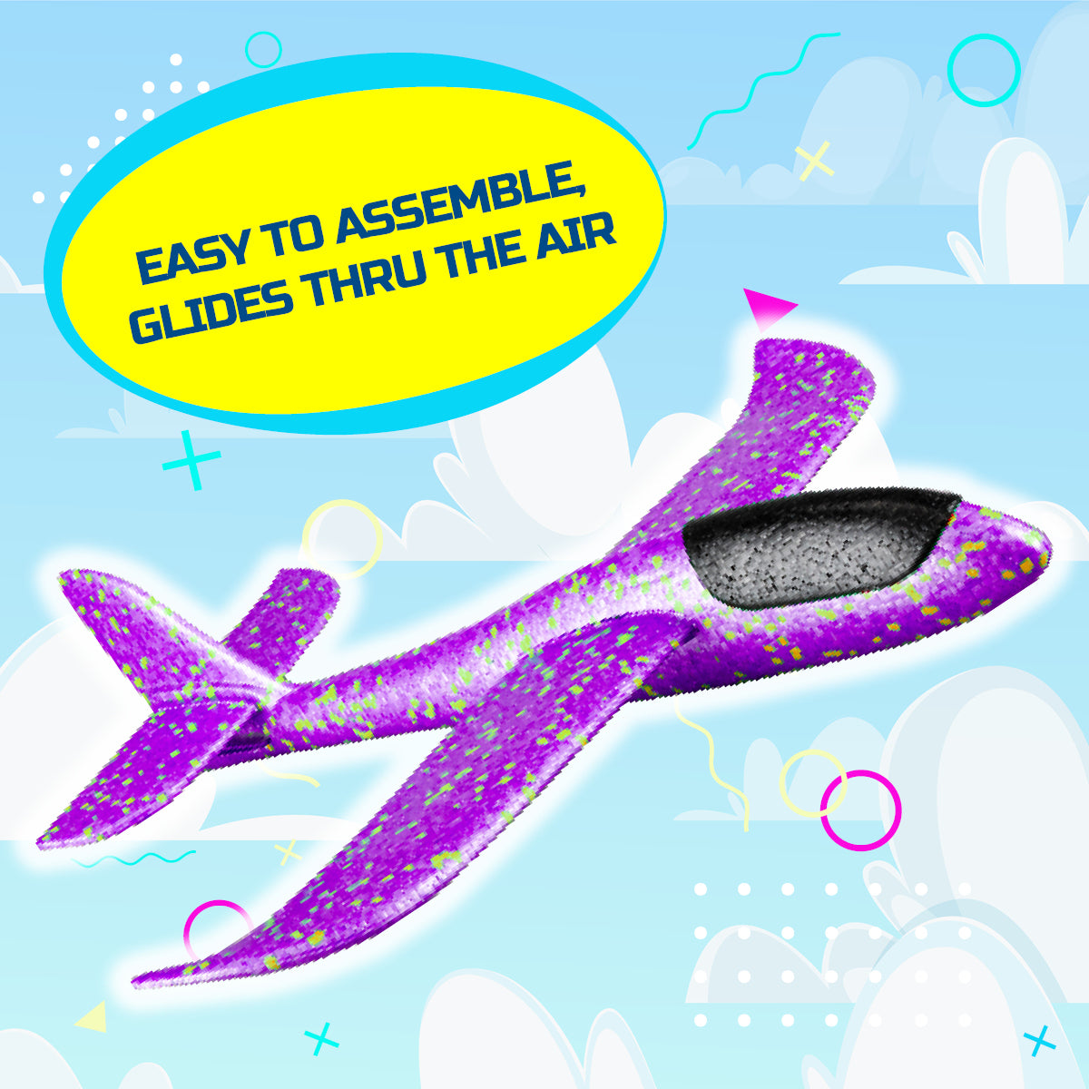 Party Central 24PCE Aerodynamic Foam Glider Planes Various Colours 37 x 48cm