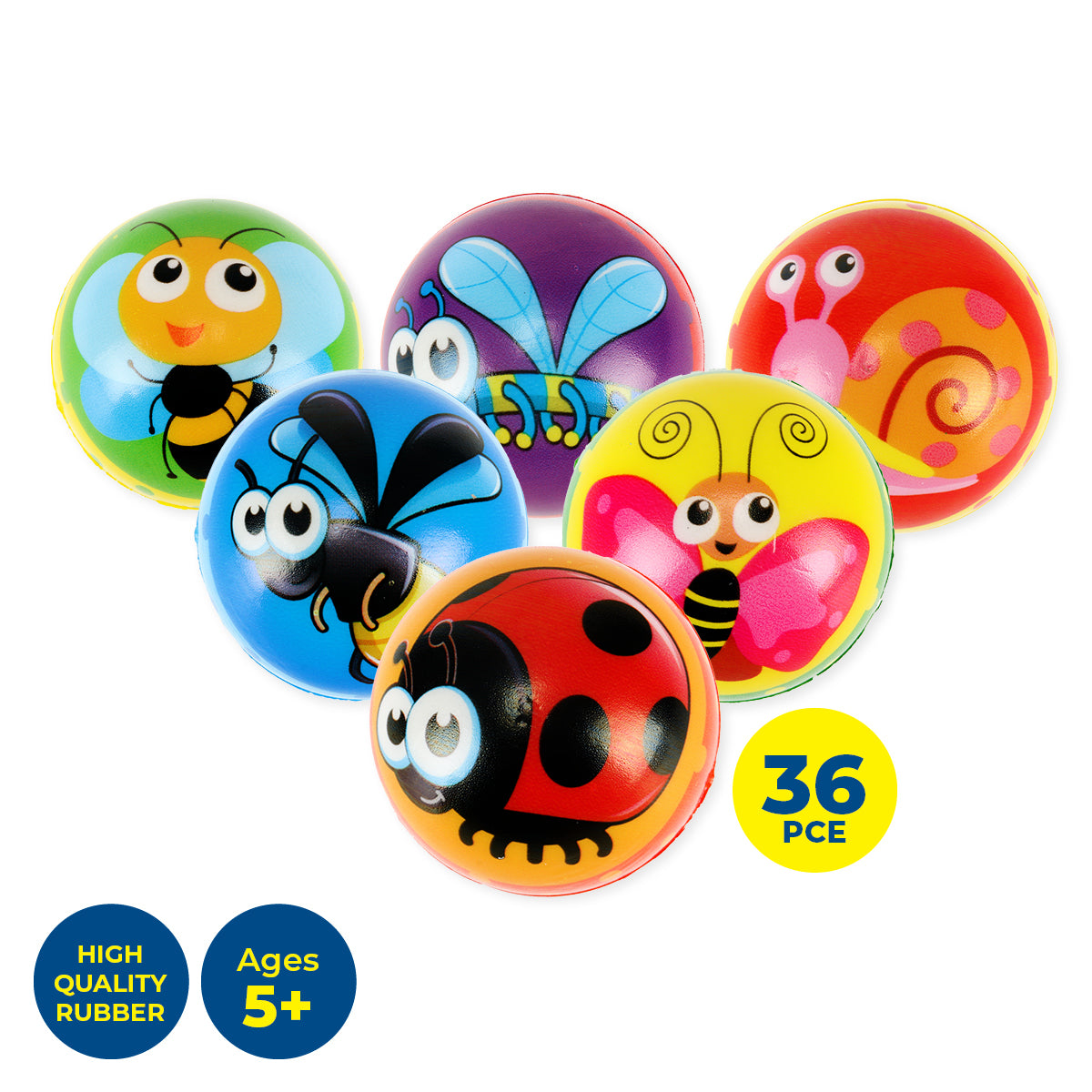 Party Central 36PCE Sweet Bugs Stress Balls High Quality Rubber Toy 6.3cm