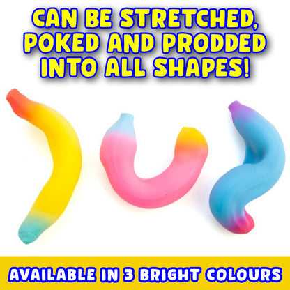 Party Central 24PCE Squeezy Bananas Bright Stretchy Squishy Sensory Play 13cm