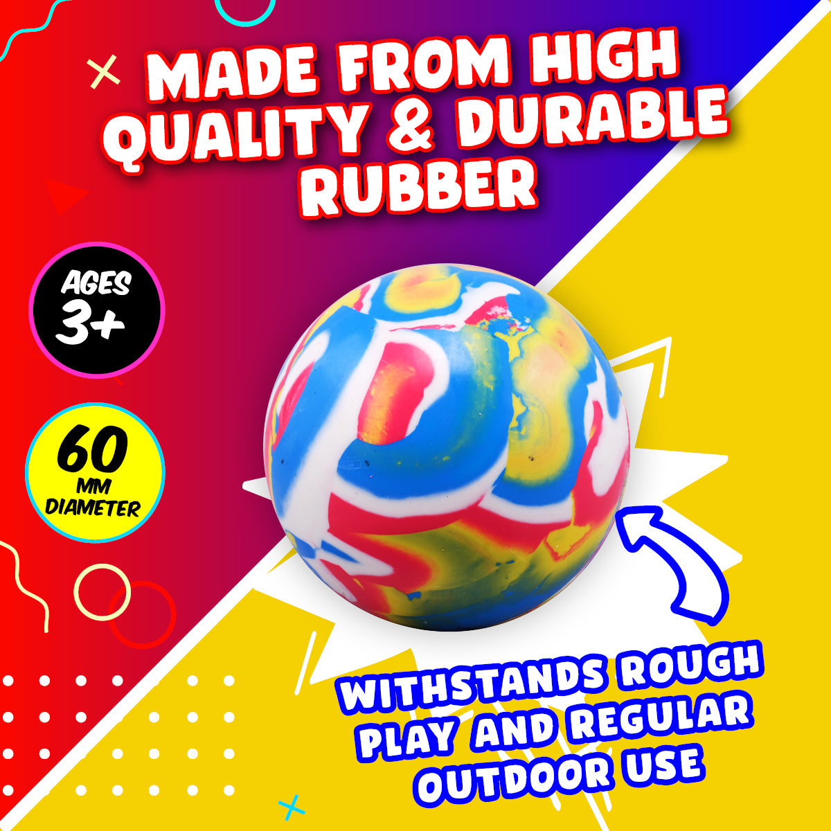 Party Central 24PCE Super Bounce Hand Balls High Quality Rubber 60mm