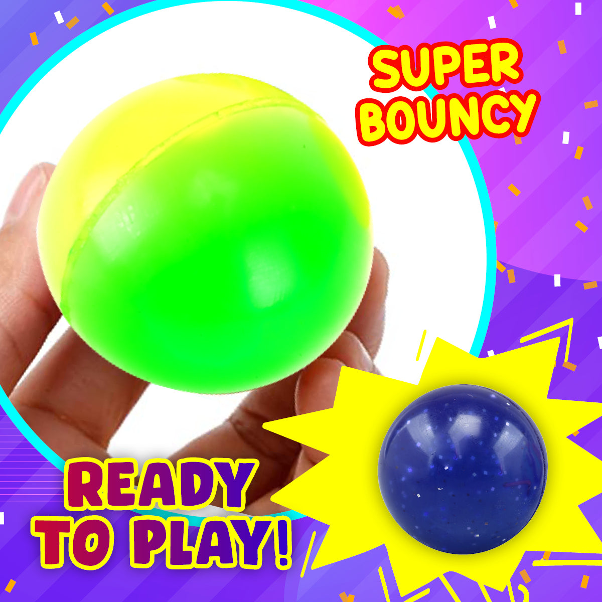 Party Central 24PCE Super Bounce Hand Balls High Quality Rubber 60mm