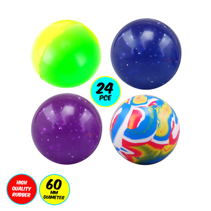 Party Central 24PCE Super Bounce Hand Balls High Quality Rubber 60mm