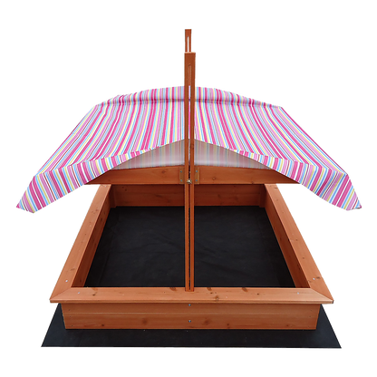 Kids Wooden Toy Sandpit with Adjustable Canopy