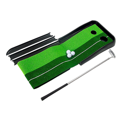 Indoor Practice Putting Green 2.5m Mat Inclined Ball Return Fake Grass 2 Holes